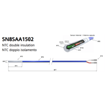 NTC (S), 6x40mm, 1,5m Silikon - FASTON, IP67