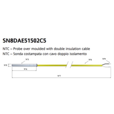 NTC 1.5MT 6x50 TPE STEEL IP68 giallo