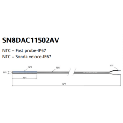 NTC 1,5mt FAST IP67 -50+110°C GRIGIO