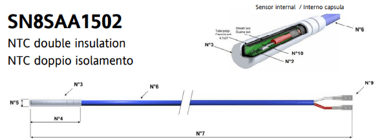 NTC (S), 6x40mm, 1,5m Silikon - FASTON, IP67