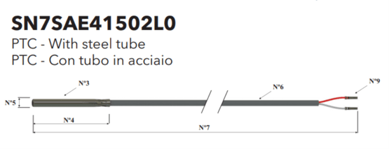 PTC 1,5mt SIL., IP67, 6x40mm, -50...+150°C