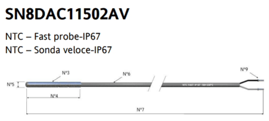 NTC 1,5mt FAST IP67 -50+110°C GRIGIO